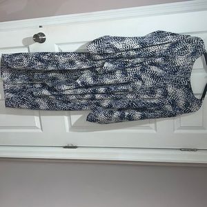 Blue and white midi dress from express